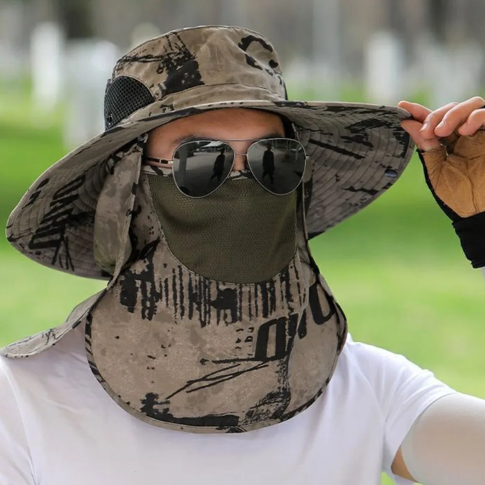 Modischer Sonnenhut, 360-Grad-Schutz, Anti-UV-Arbeitshut für die Landwirtschaft, atmungsaktiver Fischerhut mit breiter Krempe, Unisex
