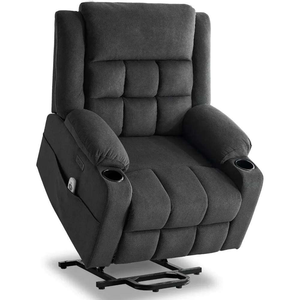 كرسي رفع كهربائي مع حرارة وتدليك، كراسي كرسي للبالغين، كرسي قماش مطور مع USB #2