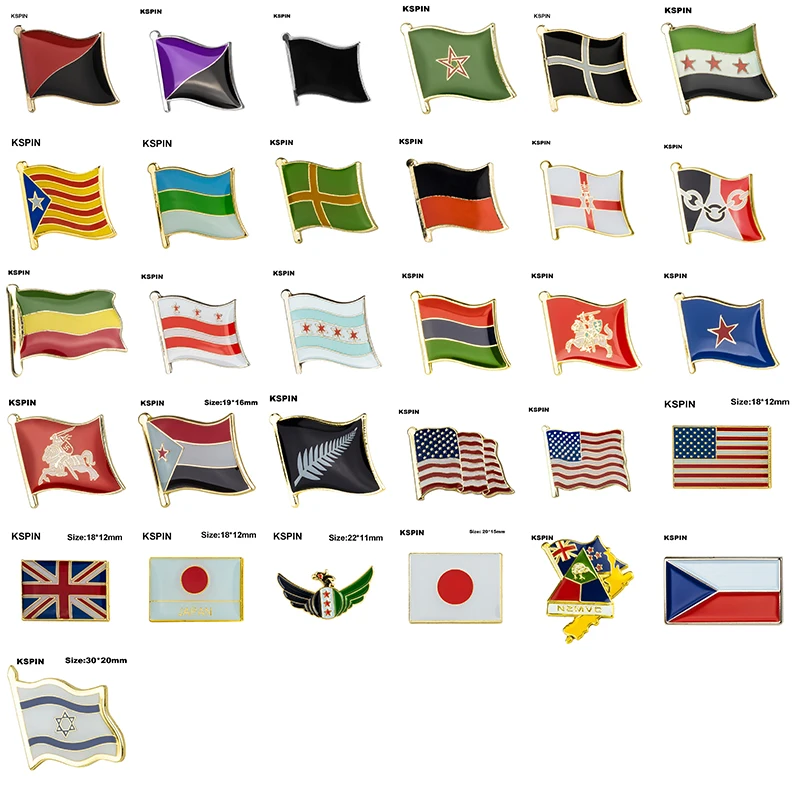 Flag Laple Pin Badge Brooch Pins Mississippi Hawaii North Dakota Florida Philadelphia Kansas Virginia  Oklahoma  Iowa Illinois