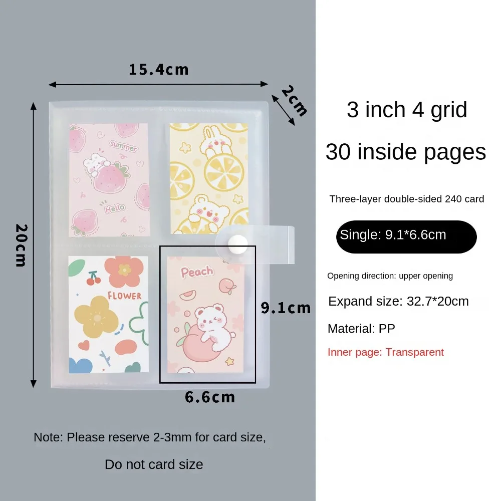 Portable 3inch PP Collect Book Multi-pockets Frosted Interstitial Transparent Photo Album INS Photocard Binder Holder Gifts