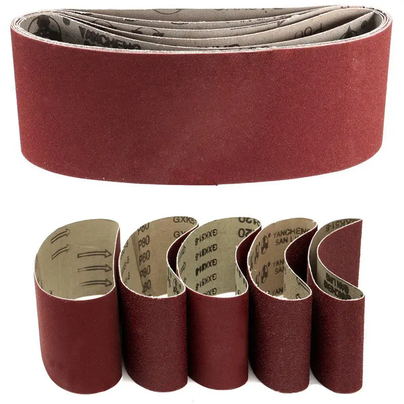 5 Pcs Sanding Belts 75x457 Mm Mixed Grade 60 80 120 240 Grit Power Tool Sander Lot For Leather Metal Wood Grinding And Polishing