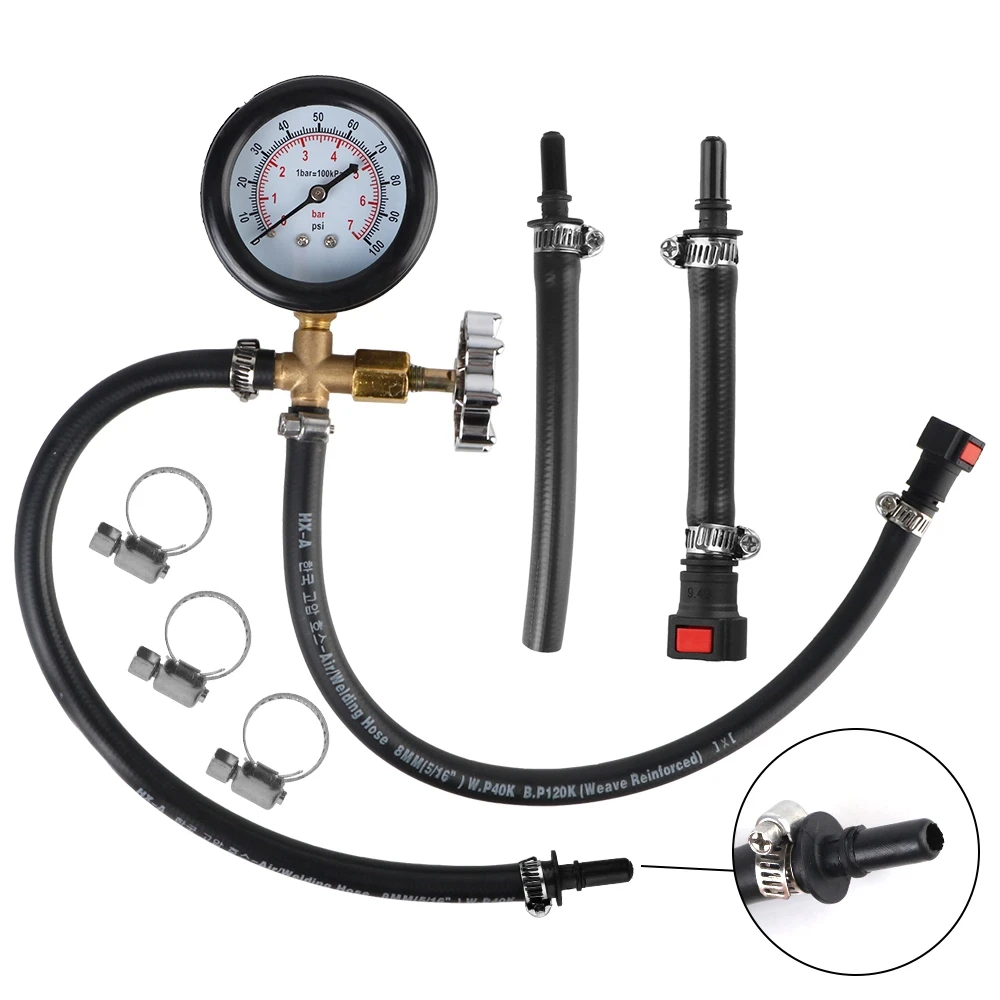 

Для автомобиля, грузовика, бензина, быстроразъемный манометр для бензина, тестер манометра топливного насоса 0-100PSI