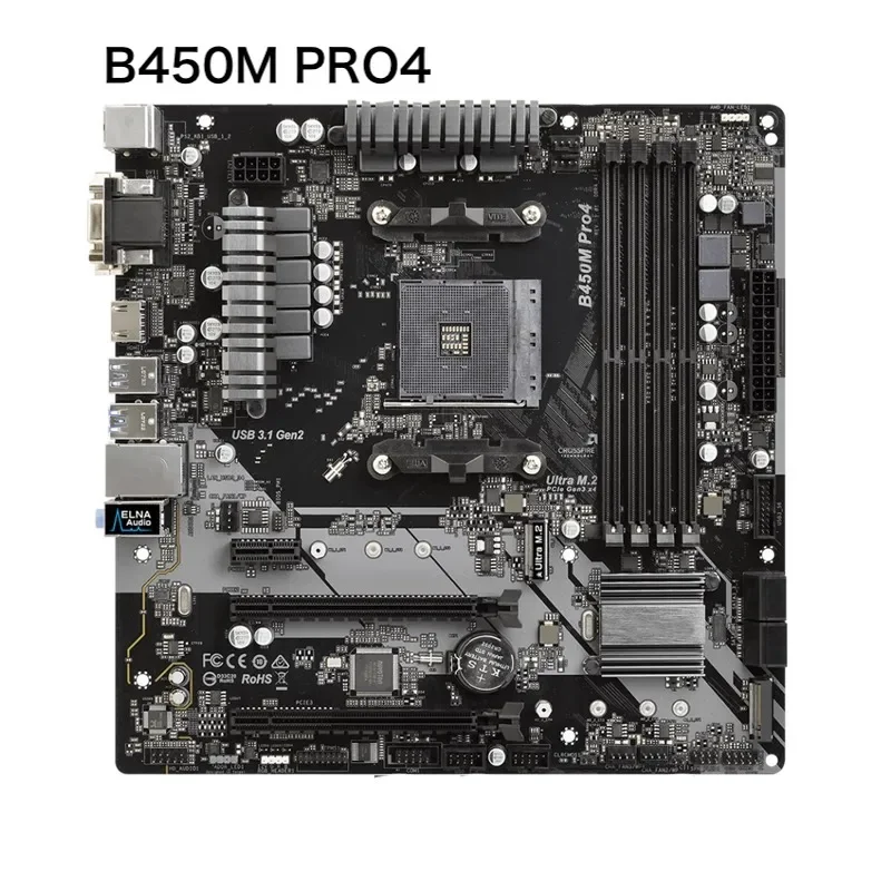 

Материнская плата для Asrock B450M PRO4, 64 ГБ PCI-E 3,0 AM4 DDR4, материнская плата Micro ATX, 100% протестирована, ОК, полностью работает, бесплатная доставка