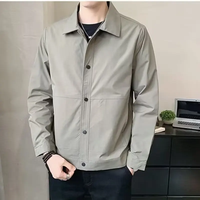 Spring and Autumn Fashion Jacket Men's Lapel Casual Sports Thin Shirt Jacket Men's Clothing