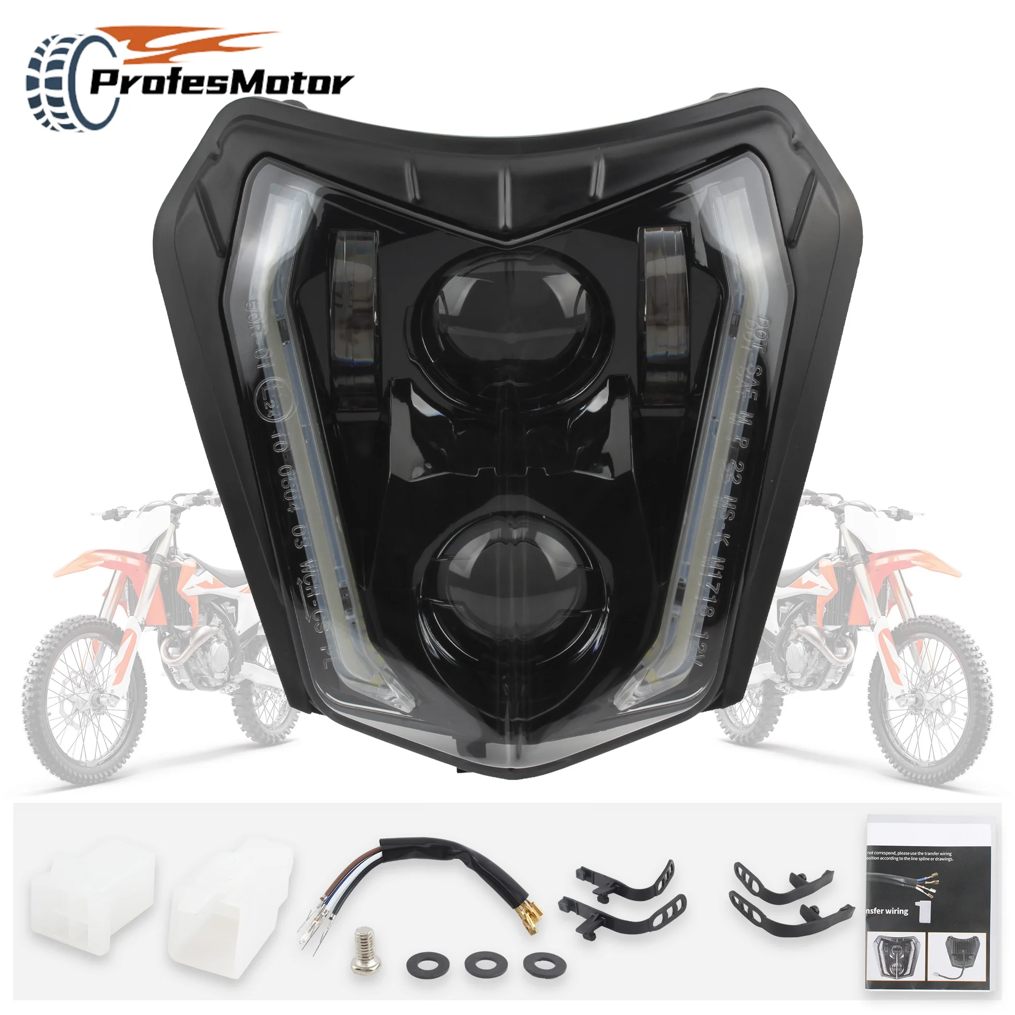 

For KTM Motorcycle LED Headlight EXC XCW XCF 125 250 300 350 450 530 Enduro Dirt Bike Fairing High Definition LED Headlamp Parts