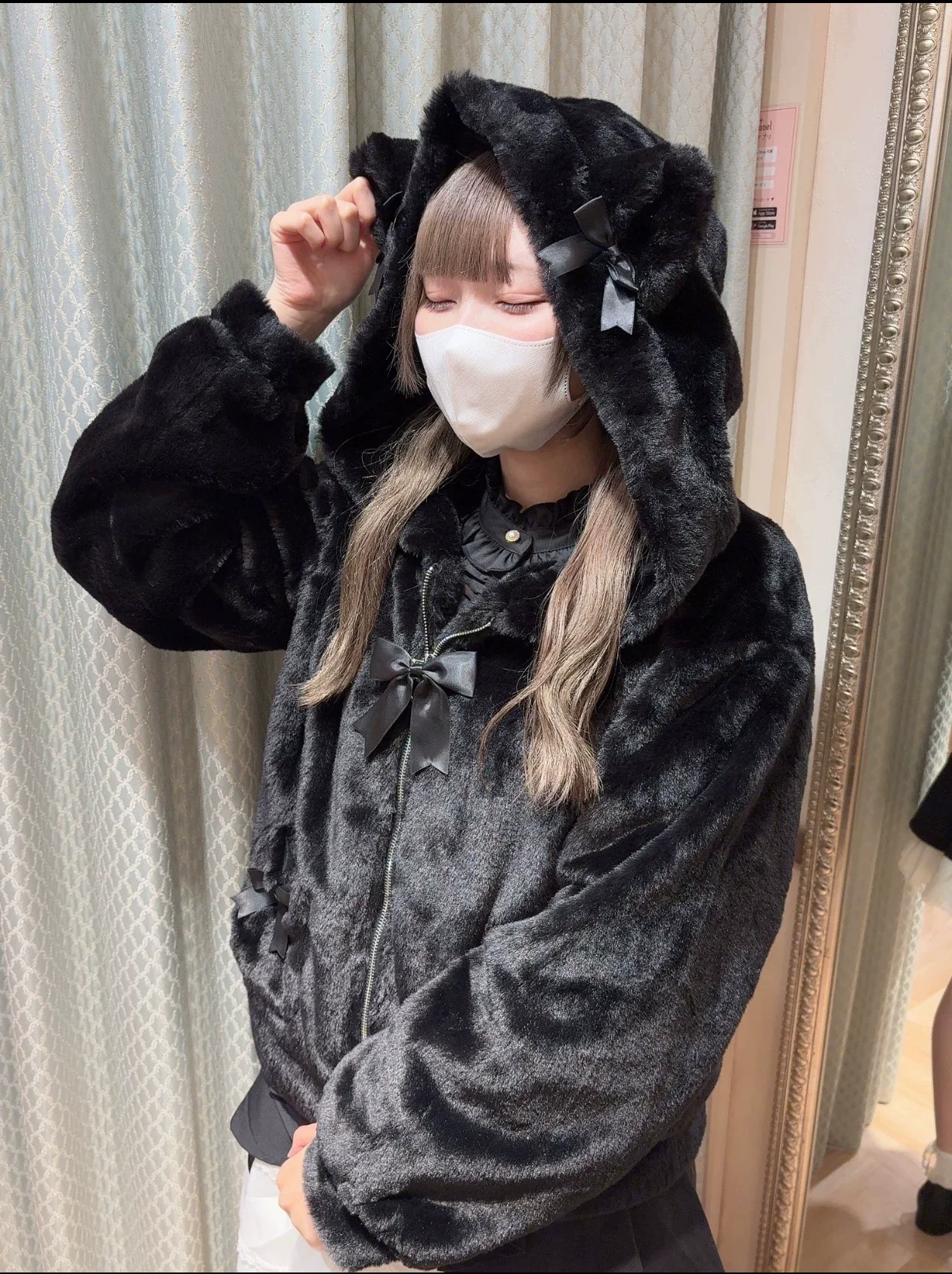 Lolita Jacket Mass Production Sweet Rabbit Ear/Cat's Ears Women's Plush Short Coat Japanese Sweet Winter Warm Coats