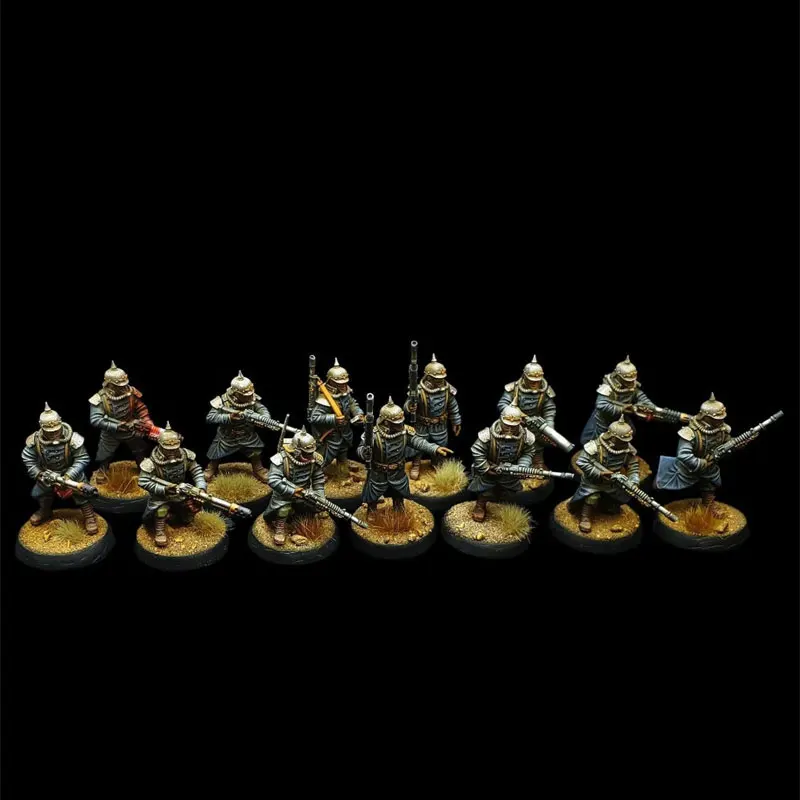 11Pcs 28mm Valor Korps Infantry Builder Resin Model RPG Tabletop Gaming Soldier Figures Unpainted Figurines Miniature Collection