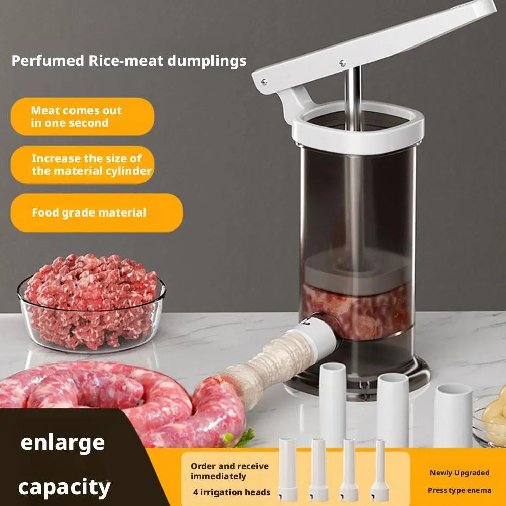 Homemade Sausage Maker With 4pcs Stuffing Pipe Manual Fast Meat Stuffer Filling Machine Large Capacity Heavy Duty Kitchen Tools