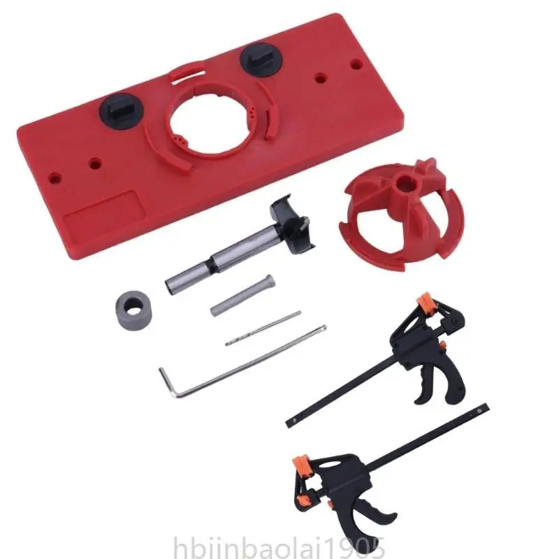 

E74E Woodworking 35mm Hinge Jig Set Hinge Boring Jig Drilling Guide Locator Tool
