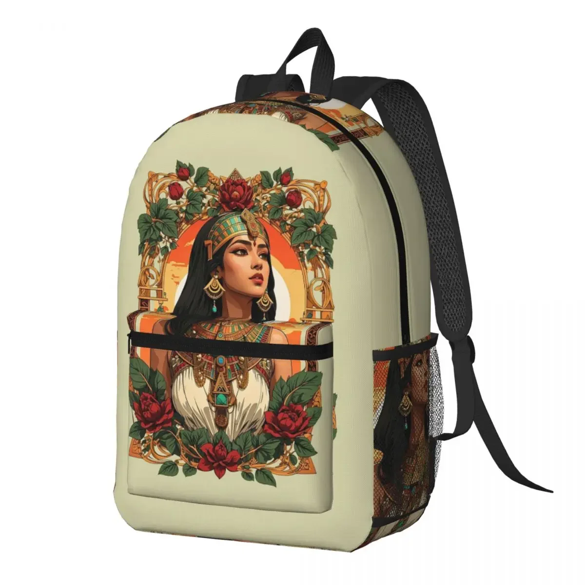 Cleopatra Vibrant Egyptian Woman Backpack Daypack Large Capacity Children BookBag School Bag Shoulder Bags for Men Women