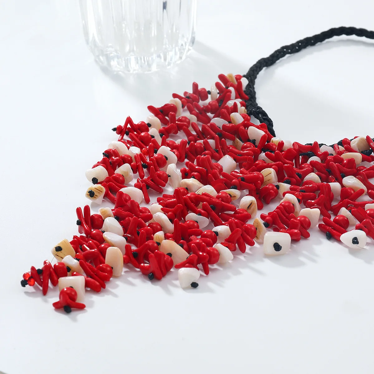 ZAA Exaggerated Hand-woven Resin Beads Long Tassels Necklace for Women Boho Style Holiday Party Jewelry Neck Accessories