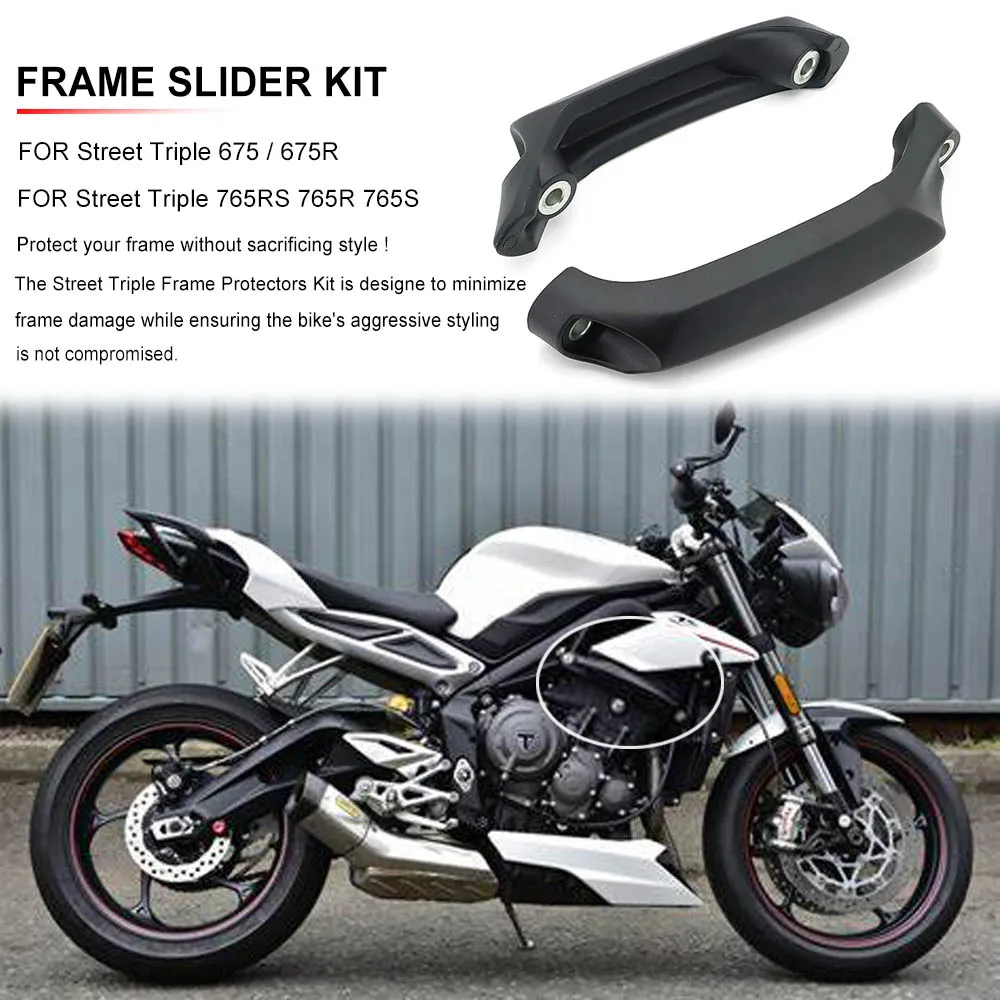 

Motorcycle Engine Guard Crash Frame Slider Falling Protector Cover Kit FOR Street Triple 765 R S RS 765S 765R 765RS 675 R 675R