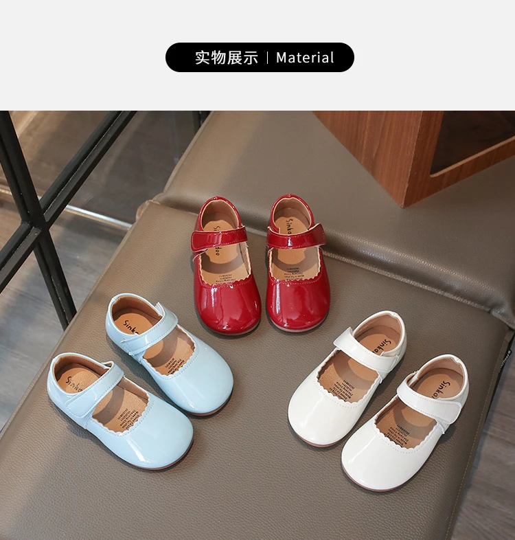 Girls Soft Bottom Multi-color Leather Spring Autumn New Baby Girl Bright Color Leather England Style Breathable Princess Shoes