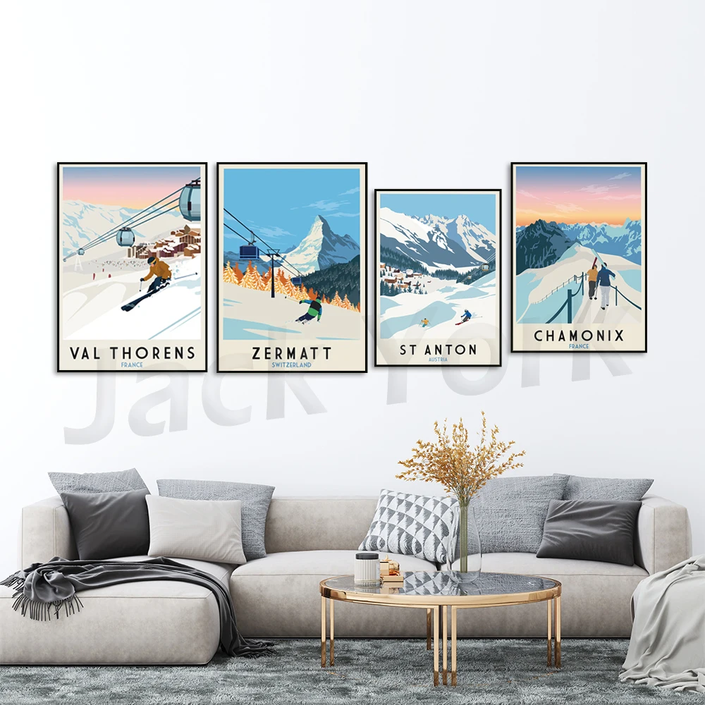 Val Thorens Print |Zermatt Print |Chamonix Print | St Anton Print | Poster | Skiing