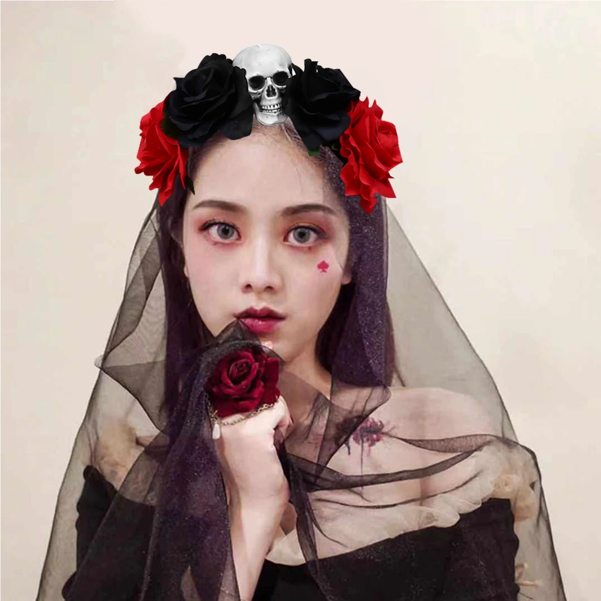 

Head Buckle Halloween Hair Hoop Skull Flower Girls Accessories Selfie Props Family Photos Cosplay Party Role Play Hair