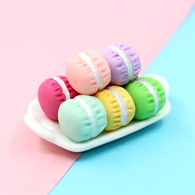 Mini 3D Resin Kawaii Macaron Miniature Cake Figurine Material Scrapbook Flatbacks Craft Supplies Accessories Cabochon Deco Parts