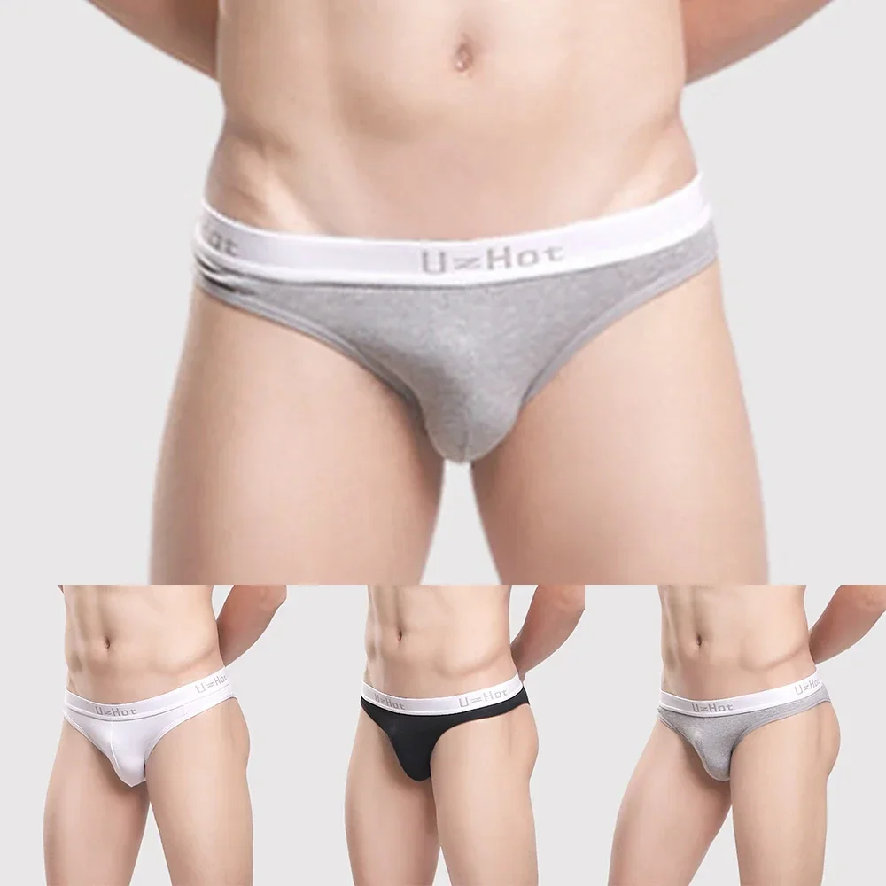 Mens Bulge Pouch Briefs Sexy Cool Cotton Underwear Low-Rise Cock Pouch Bikini Panties Knickers Breathable Hip Raise Gay Lingerie