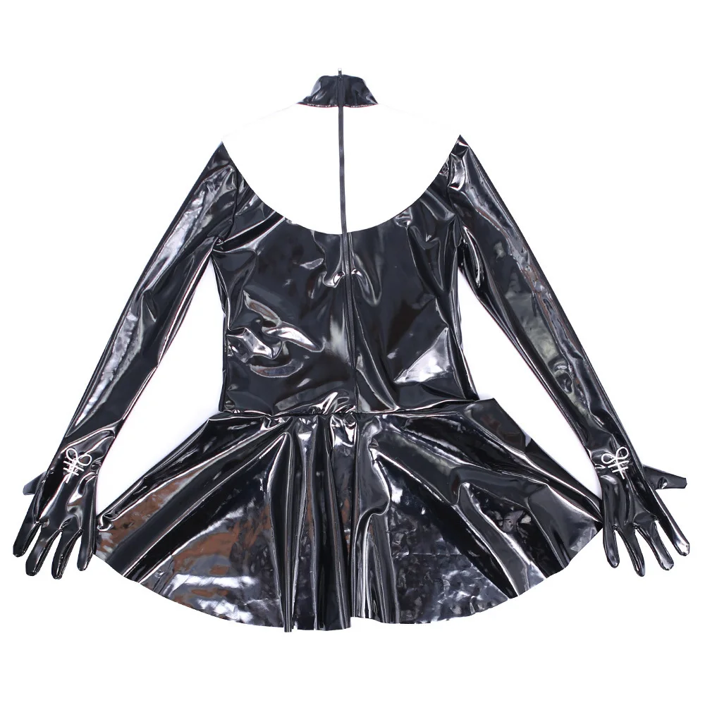 Muslim Nun Suit Two Piece Women Lady Stage Show Latex Ammonium Long-sleeved Tight Stretchy Suit