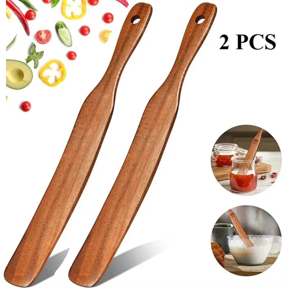 2pcs 11 Inch Wooden Bread Mixing Stir Stick Non-stick Durable Sourdough Starter Mixing Stir Stick Spatula Kitchen Cooking Tools