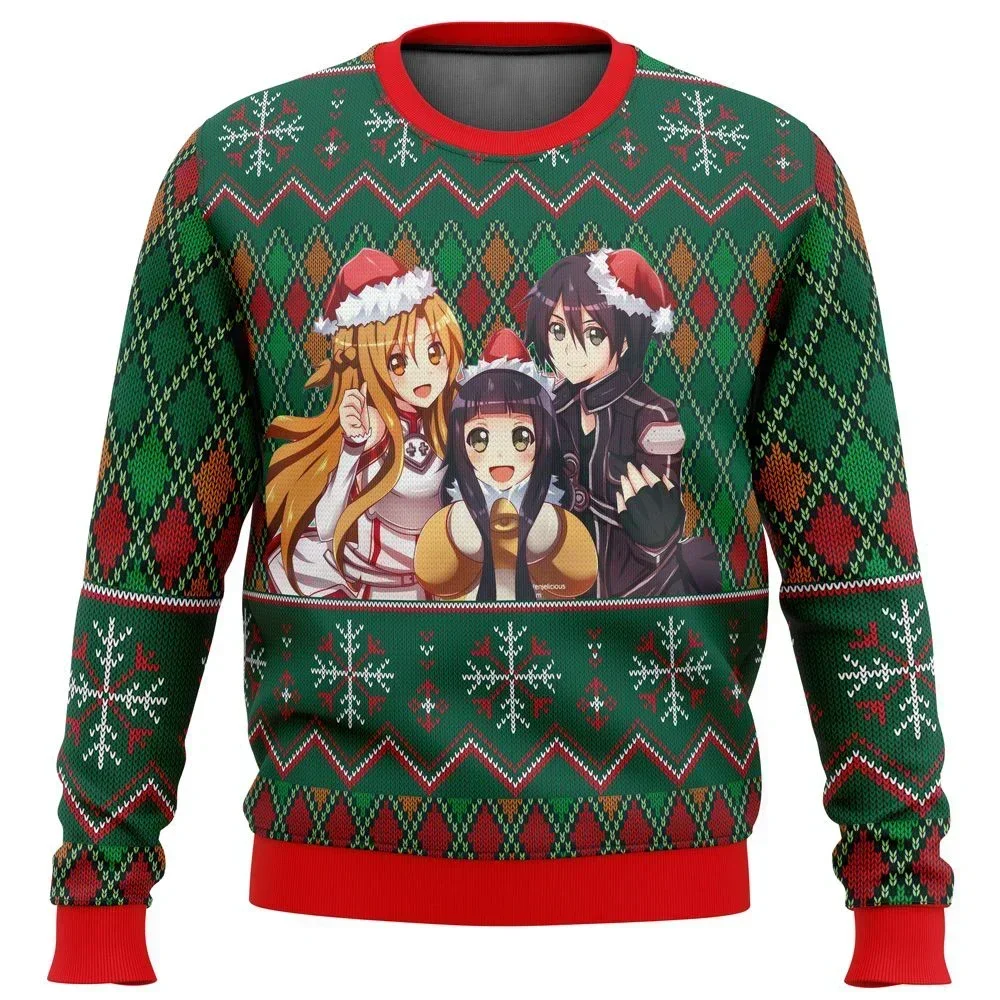 Sword Art Online brutto regalo di Natale pullover di Babbo Natale da uomo felpa 3D e top in tessuto autunnale e invernale