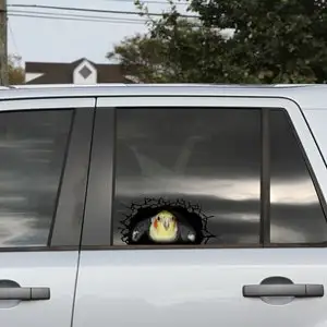 Cockatiel 3D sticker, cracked window decal , funny Cockatiel decal