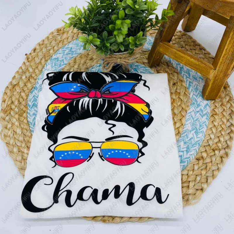 VENEZUELA mujer hombres camiseta CHAMA Colombia Dominicana México camisetas Puerto gafas diseño de bandera ropa algodón verano moda Tops