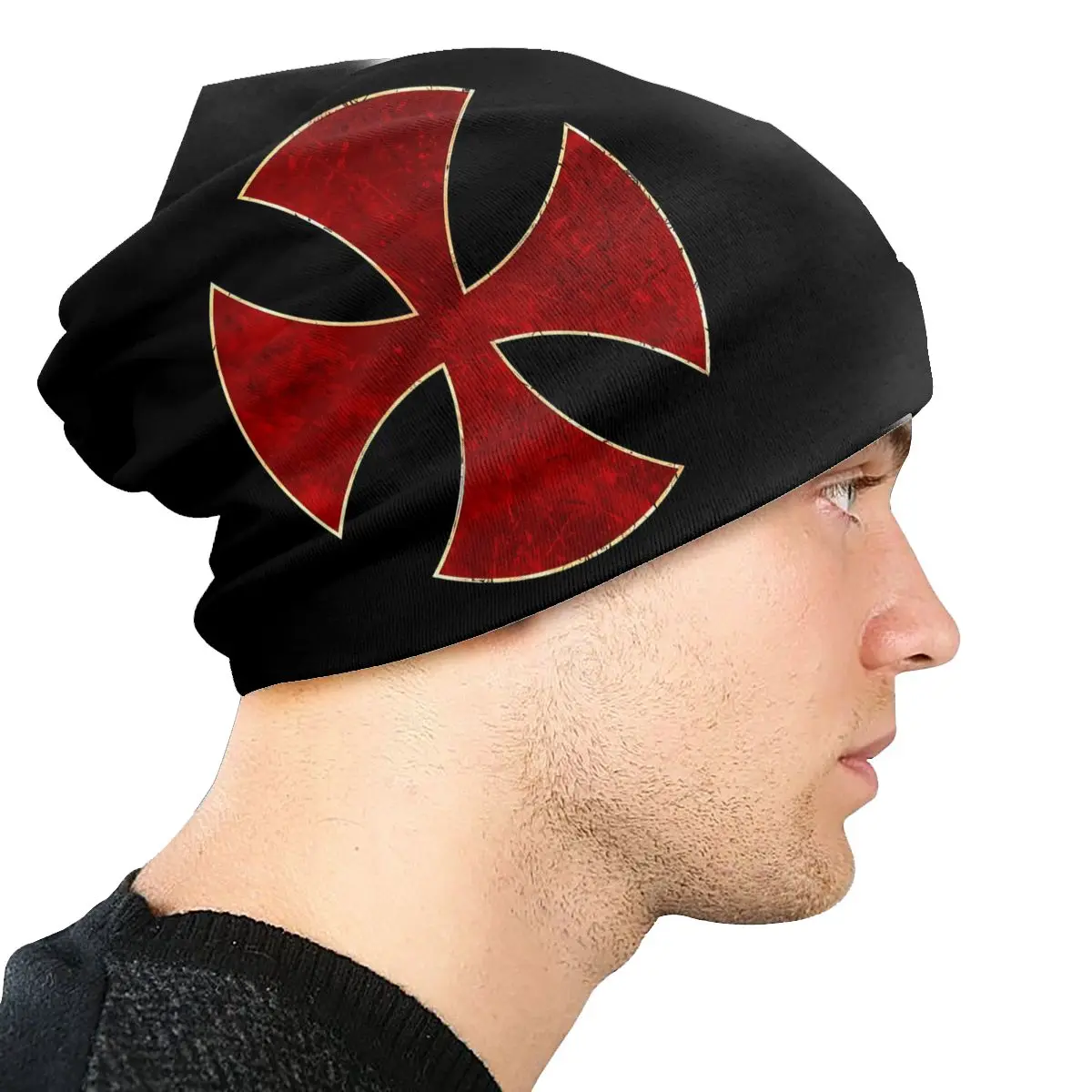 Cavaleiros Templários Cruz Gorros Bonés, Chapéu esportivo para homens e mulheres, Skullies finos, chapéu cruzado