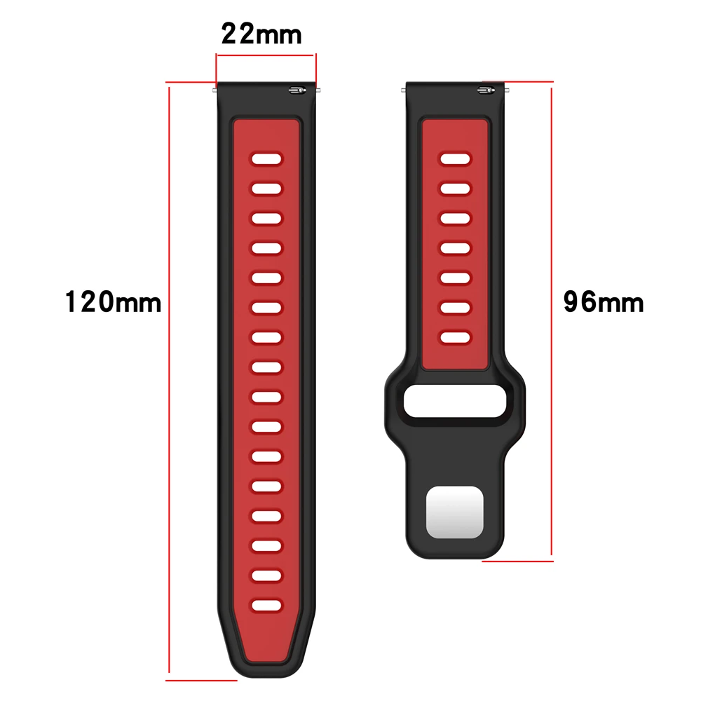 20MM 22MM Silicone Strap For Garmin forerunner 245 645 255 265 Horizontal Stripe Reversing Double Color Watch band Breathable Wr