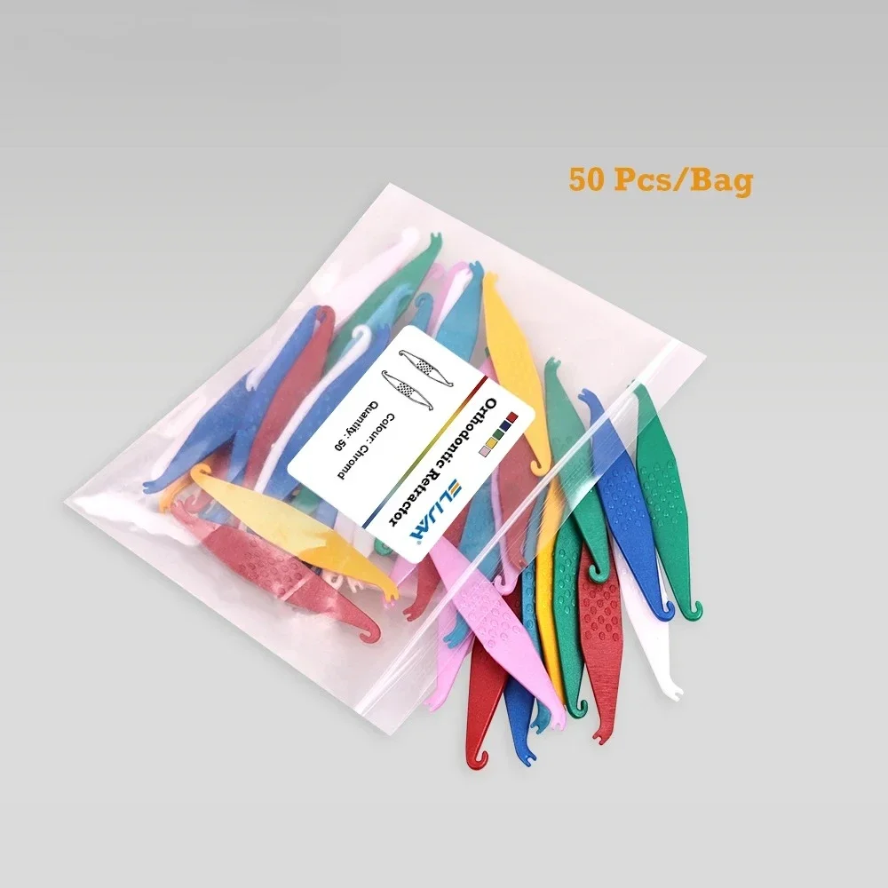 ELIJAH 50Pcs/Box Dental Orthodontic Elastic Placing Hook Mixed Colors Elastomeric Orthodontic Ligature Ties Ring Draw Hook