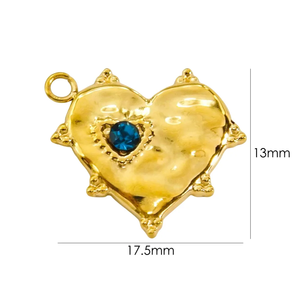 3Pcs Stainless Steel Irregular Heart Colorful Zircon Pendant Fine Polishing Charms for DIY Jewelry Necklace Accessories - view 5
