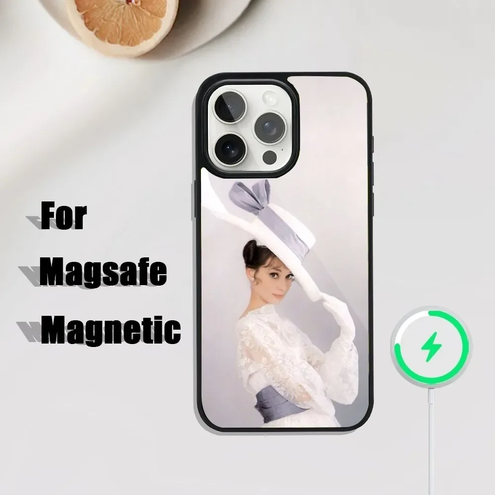 A-Audrey H-Hepburn Phone Case For iPhone 16,15,14,13,12,11,Plus,Pro,Max Mini Magsafe Magnetic Wireless Charging