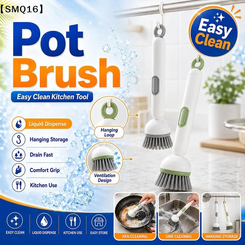 Electric Long Handle Dish Brush With Soap Dispenser Rotating Bristles For Kitchen Pot Sink Washing【SMQ】