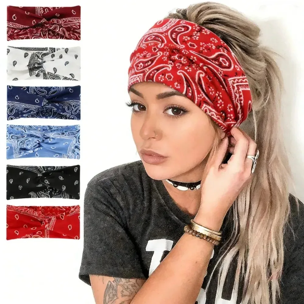 1Pc Wide Knotted Stretchy Headband Soft Elastic Sweatband For Women Girls Yoga Running Sports Daily Use Gifts