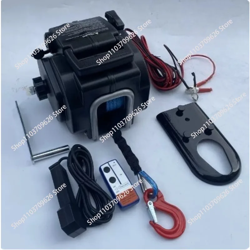 5000 Pounds Portable Electric Winch Yacht Towing Self Driving Self Rescue Winch Marine Self Driving Tour Wire Control 12V