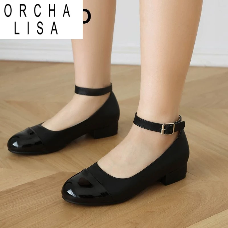 

ORCHA LISA 2025 Sweet Mary Janes Женские туфли на плоской подошве с круглым носком и пряжкой на ремешке Разные цвета Большой размер 45 46 47 48 Мягкая повседневная женская обувь