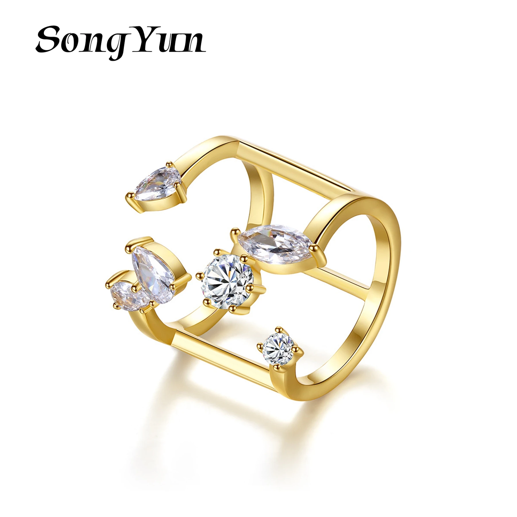 

SongYun Jewelry MHT Quality Brass Ring Wedding Band CZ 7A Zircon Cocktail Party Christmas Women Rings Fashion Jewelry