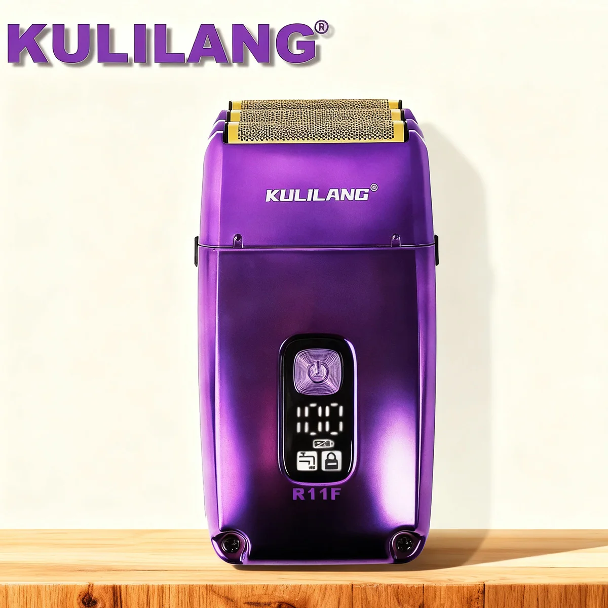 KULILANG R11F-Afeitadora de pelo eléctrica con gradiente de cabeza de aceite profesional púrpura, cuchillo chapado en titanio, recortador de peluquería de red para hombres