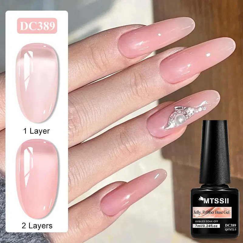 Jelly Nude Rubber Base Gel Nail Polish Pink Semi Transparent Soak off Self Leveling UV Construction Gel Varnish Nail Supplies