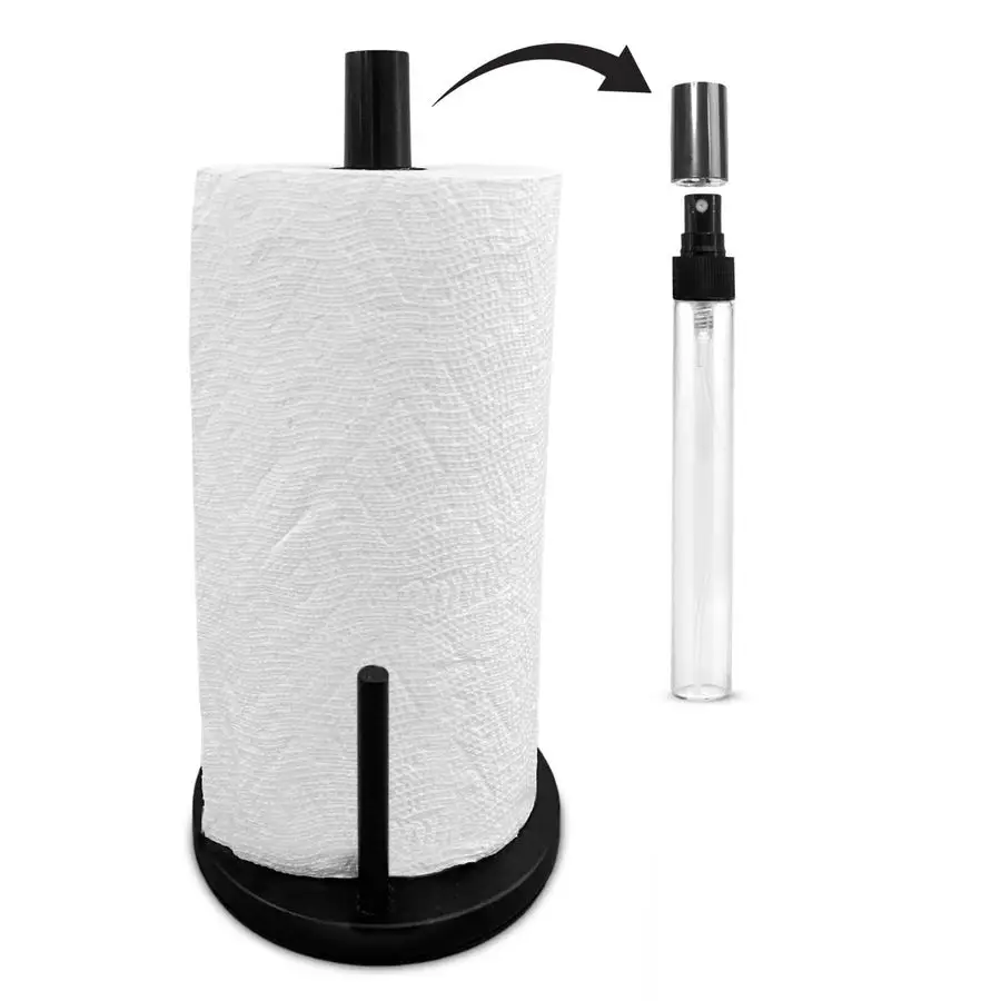 

2 in 1 Paper Towel Holder with Spray Bottle Matte Black Paper Towel Holder Countertop amp Spray Bottle RustResistant Metal Base