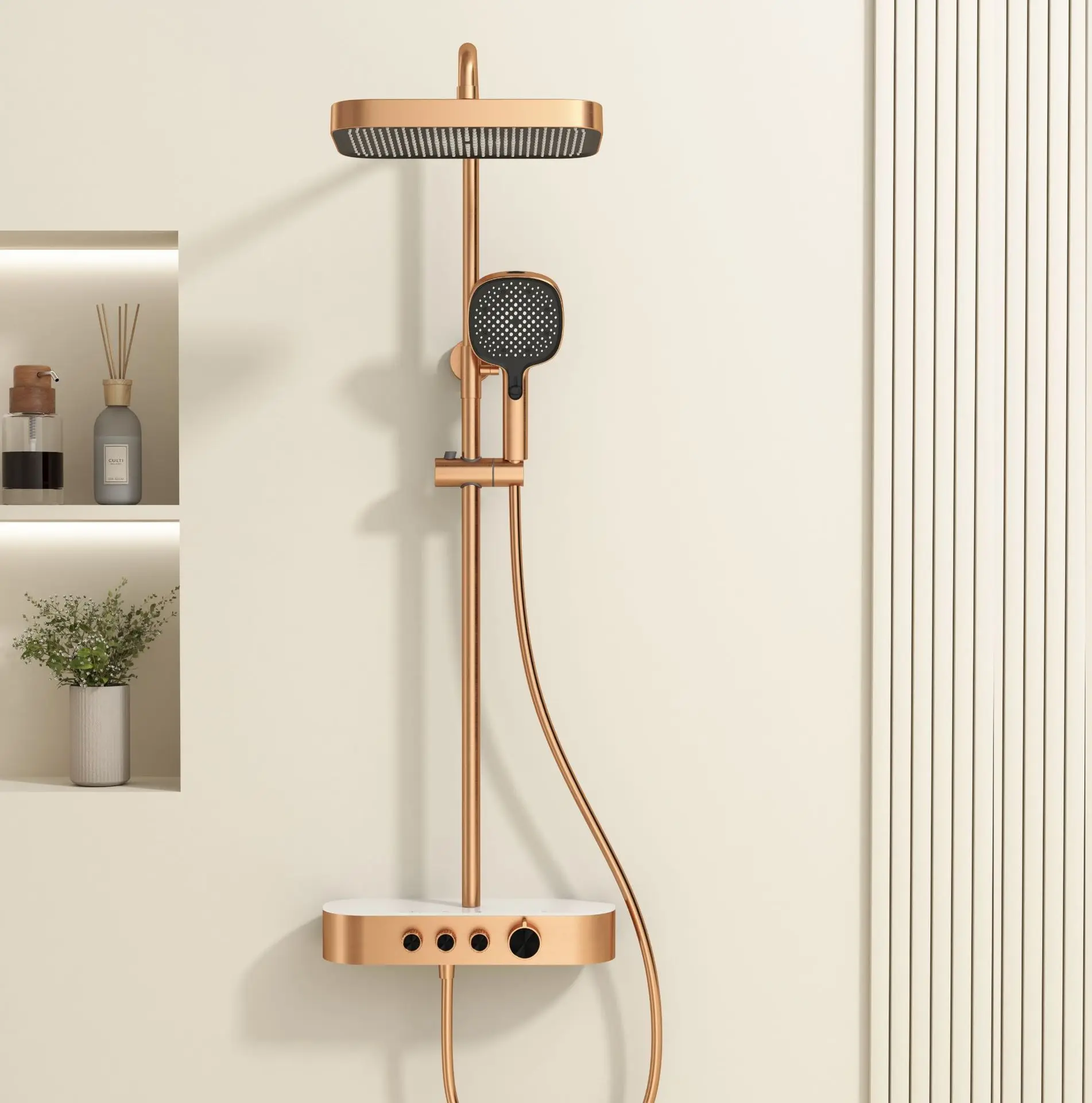 European Minimalist Shower Set Brass Rain Shower Head Bathroom Fixture