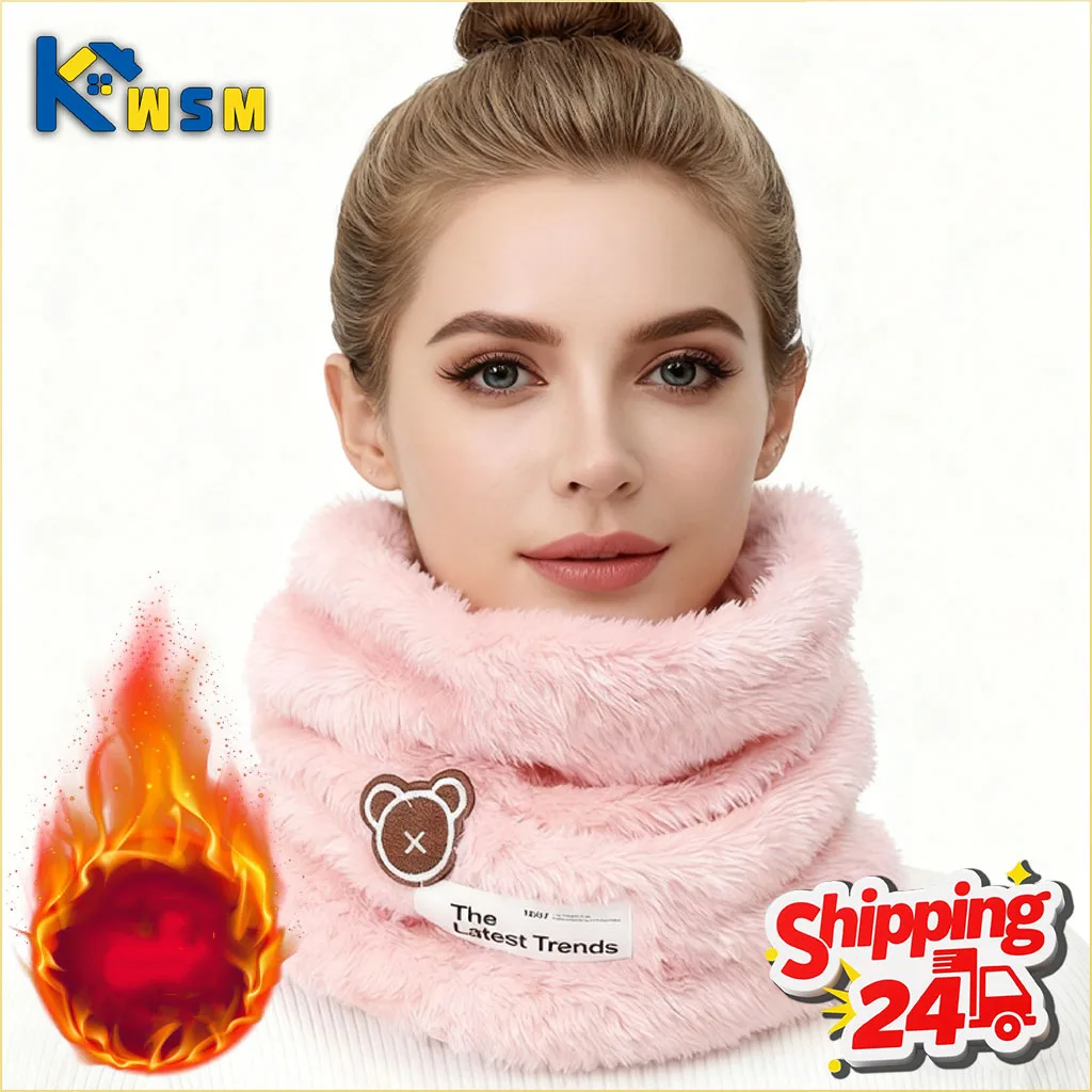 Plush Neck Warmer for Men and Women Fall and Winter Thickened Fleece Cold Proof Full Face Mask for Riding Christmas Gift