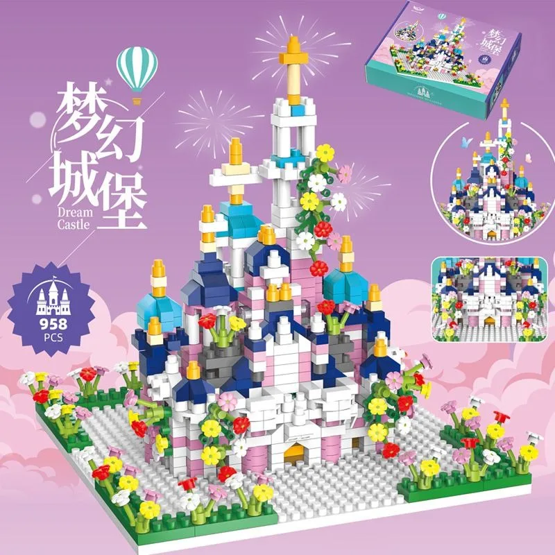 

Children's Building Blocks Toy Dream Castle Miniature Building Blocks Disney Assembled Diamond Particles Male and Female Gifts
