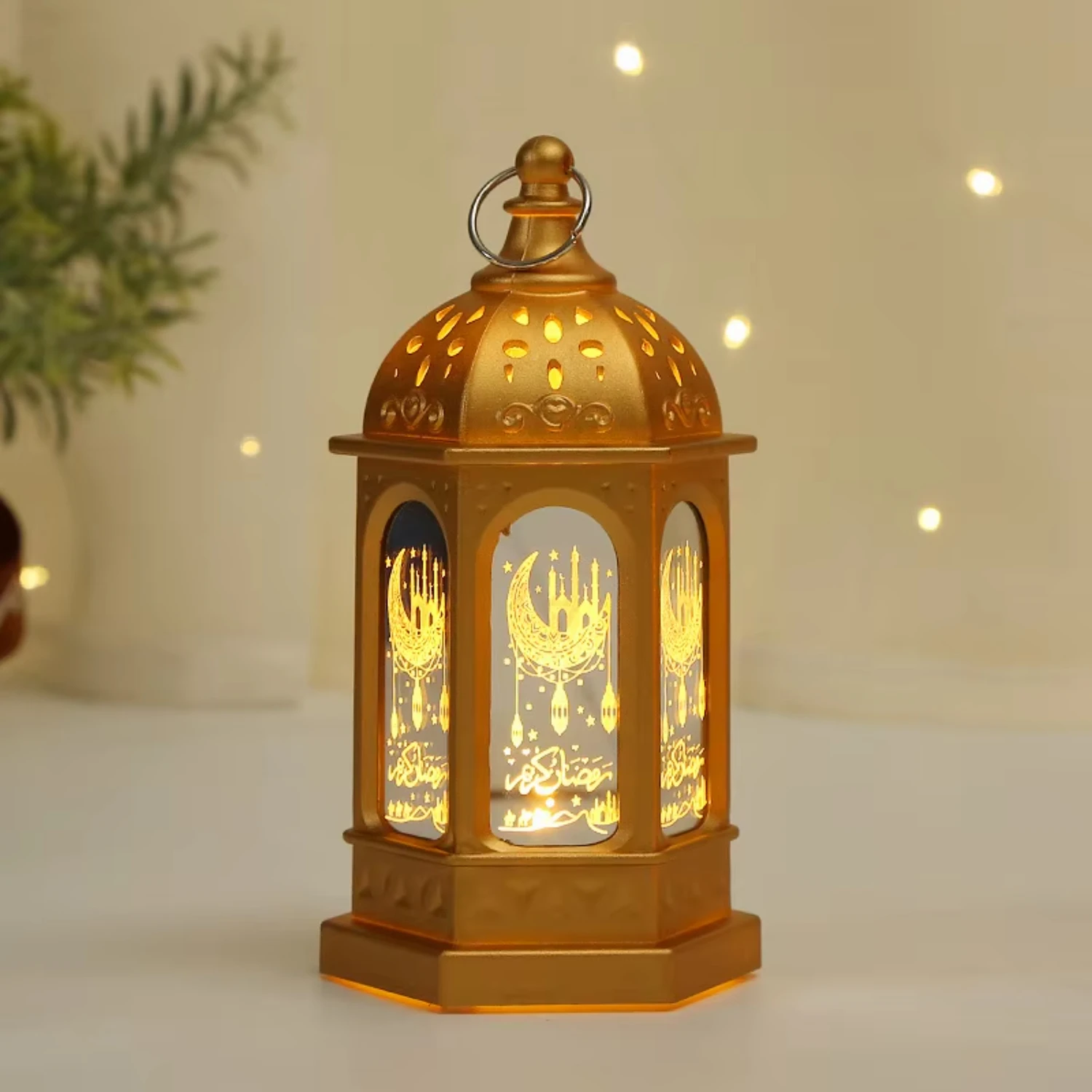 Bougeoir en plastique à lumière LED de style marocain, lampe à vent décorative, festival du Ramadan, nouveauté