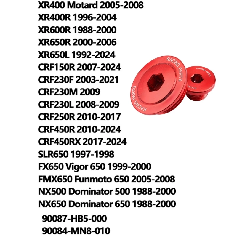 87HE Motorcycle ATVs Oil Filler Drain Plug Caps Cover For CRF450R XR650L XR250R Model