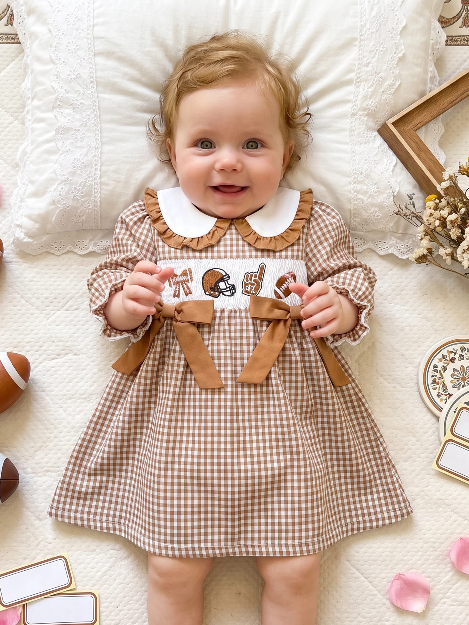 Doll Long Sleeve Doll Collar Plaid Dress Casual Dress Doll Collar Plaid Collar Plaid Embroidery Sleeve Latest