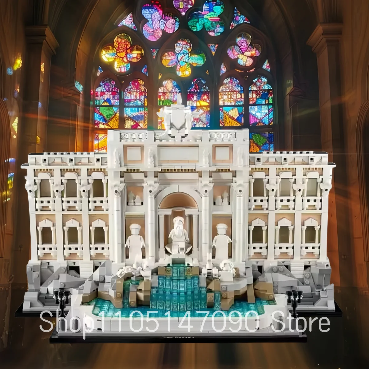 سلسلة العمارة الرومانية الجديدة مكعبات بناء نموذج نافورة تريفي من الصعب تجميع ألعاب هدايا عيد الميلاد للكبار تشي