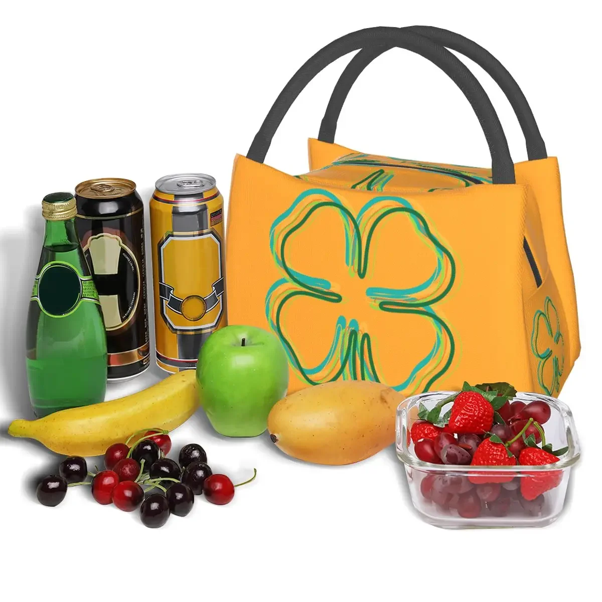 Shamrock Blur Lunch Bag, St Patrick Day Cute Box, Piquenique ao ar livre, Tote Isolada, Sacos de comida, Oxford Designer Cooler Bag