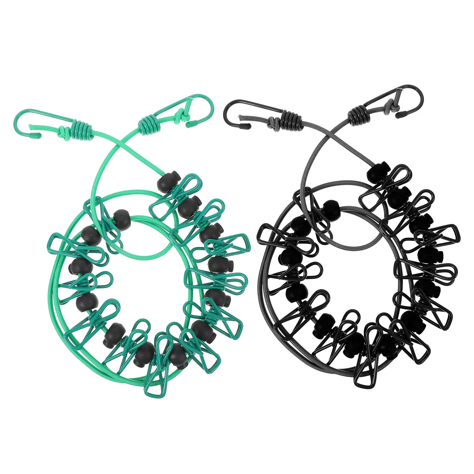 Windproof Telescopic Clothesline Set – 2Pcs Heavy-Duty Outdoor Drying Rope with Clips, Non-Slip & Stable