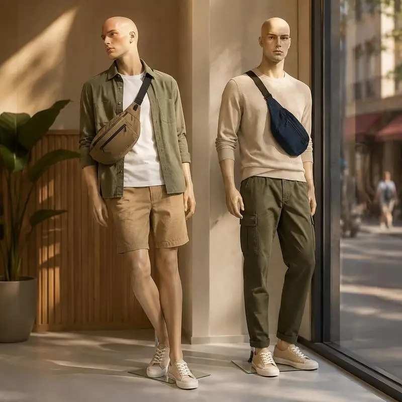 Mannequin de vitrine masculin 110,7 x 40,6 x 39,1 cm couleur beige, structure assemblable en 6 pièces, tête rotative à 360° ° Livraison locale