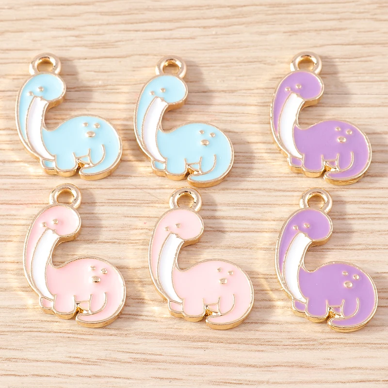 10pcs 17x21mm Cartoon Animal Charms Enamel Dinosaur Charms Pendants for Jewelry Making Earrings Necklaces DIY Crafts Accessories